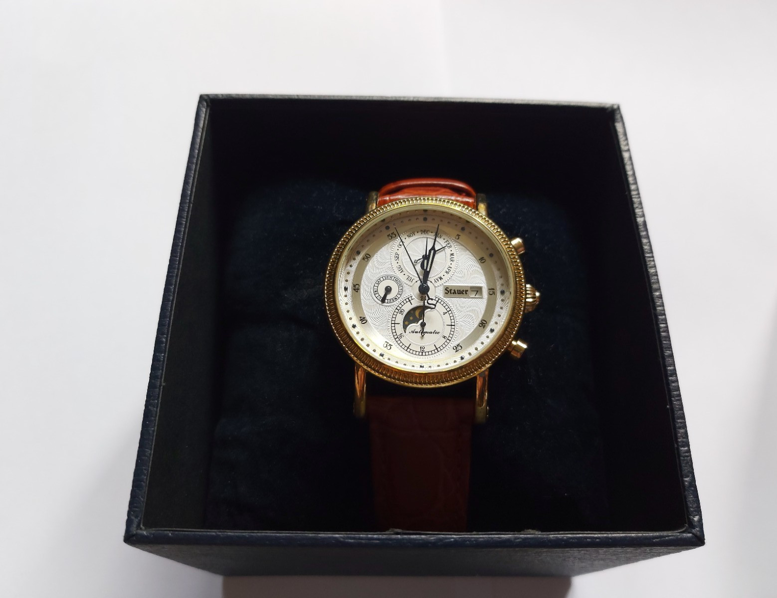 Stauer 29724 Automatic Wrist Watch Men Watches Genuine Leather