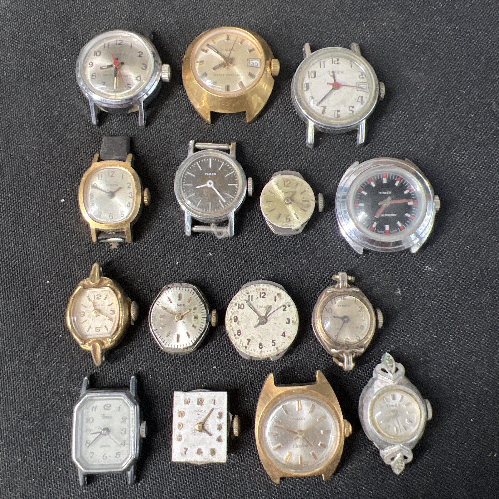 16 Lot Vintage Antique Ladies Watches TIMEX Military UFO Art Deco 60’s (parts)