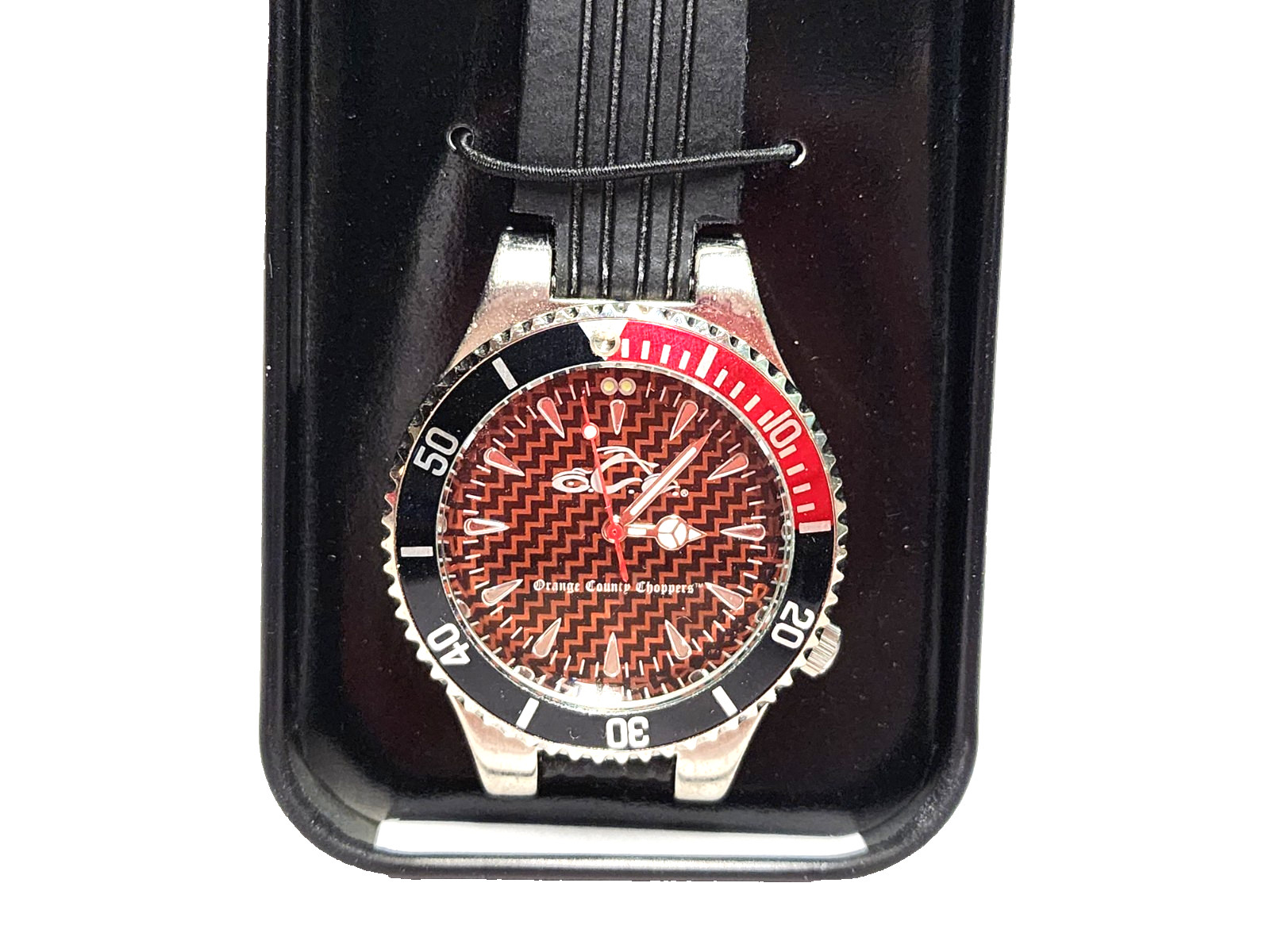 New 2004 Men’s Orange County Choppers Collectible Watch Red Black Chrome Logo