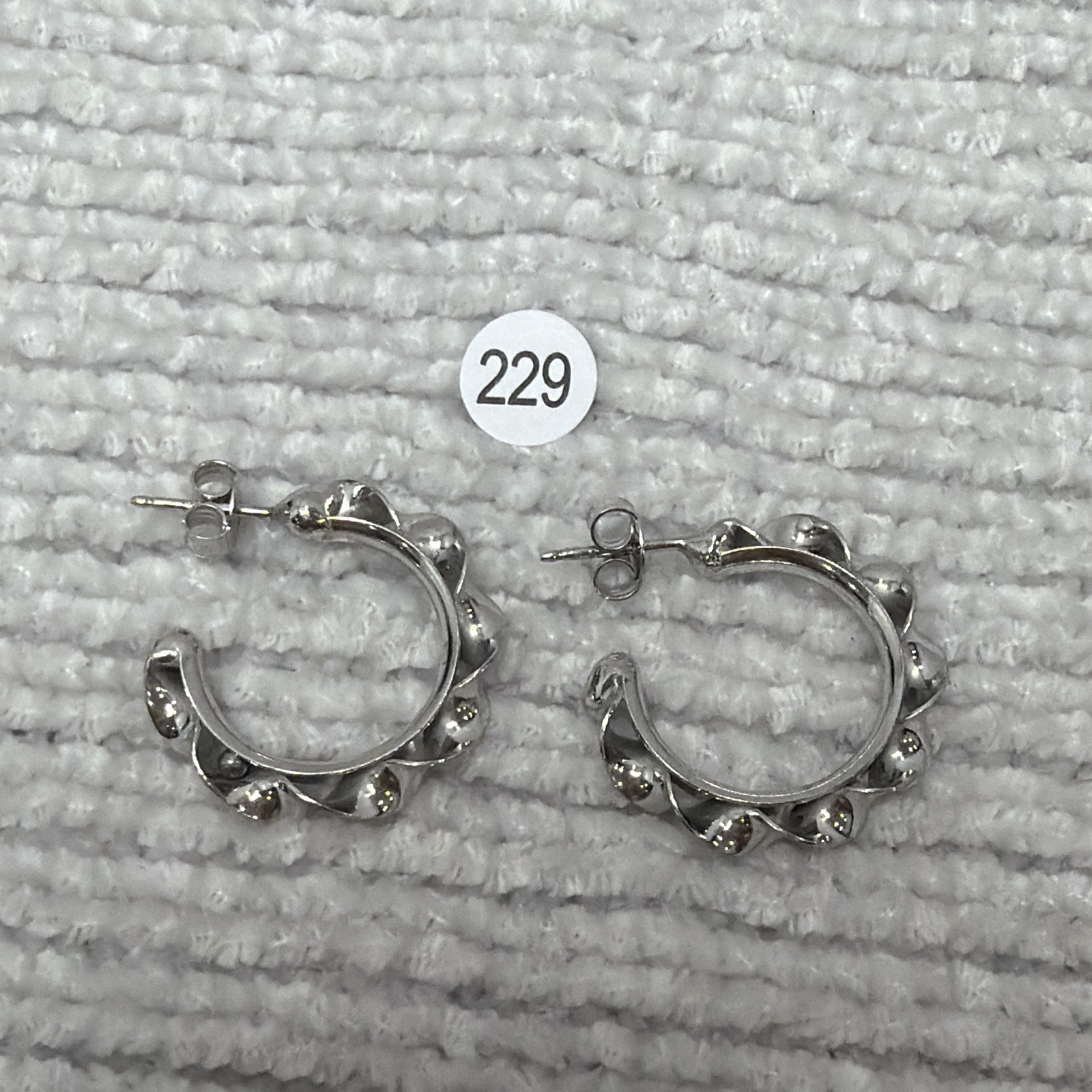 New 925 Sterling Silver Twisted Hoop Earrings 24.7MM Round