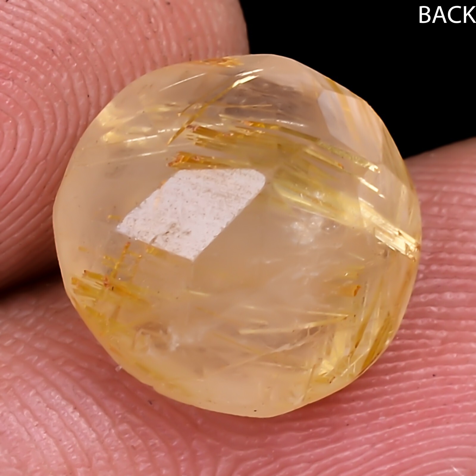100% Natural Round Golden Rutile Quartz Cut Cabochon Top Quality 5.45Cts 11x07MM
