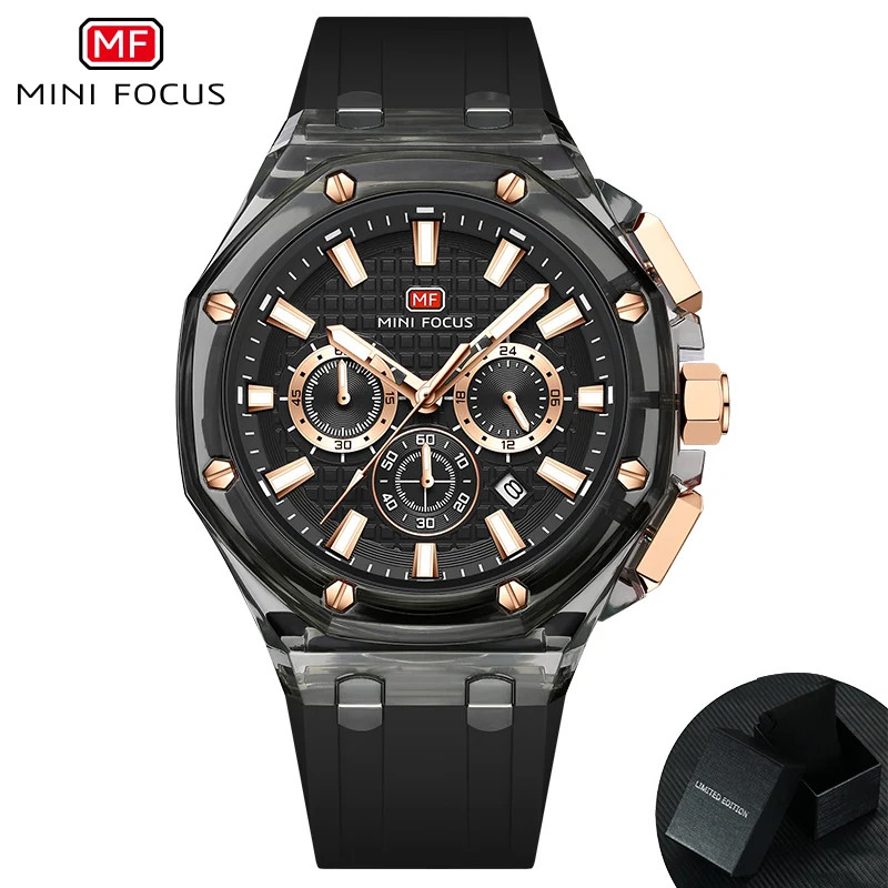 MINI FOCUS Fashion Multifunctional Quartz Watch for Calendar 24 Hours Display C