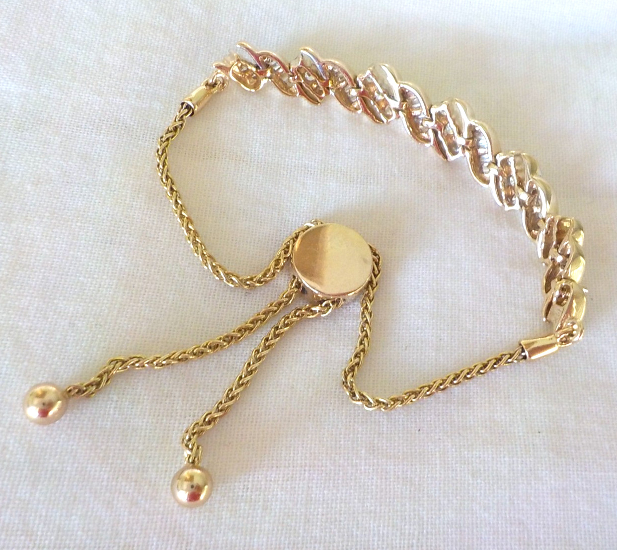 Adjustable 14k Yellow Gold Chunky Diamond Bolo Bracelet – 12.64 gms, 1.06 ctw