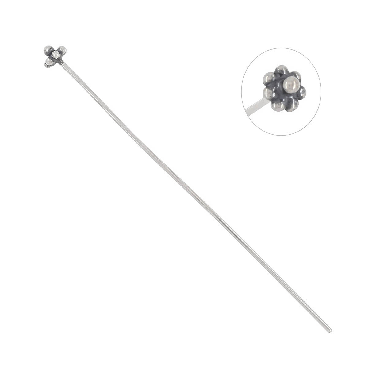 2PC Oxidized Sterling Silver Dots Head Pin Headpin 2″ 21ga #99213