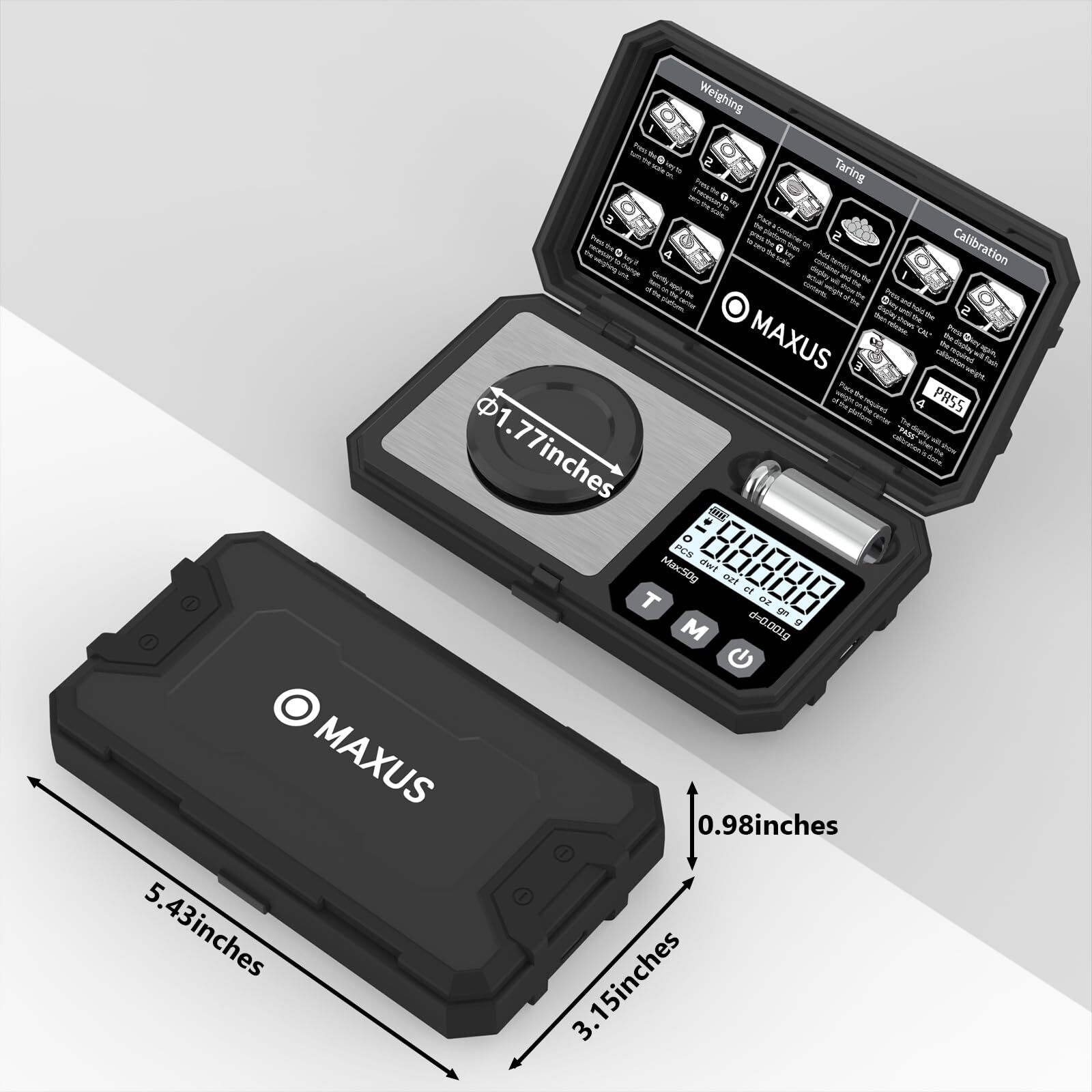 Digital Milligram Scale 50g/0.001g with Calibration Weight, Reloading Scale w…