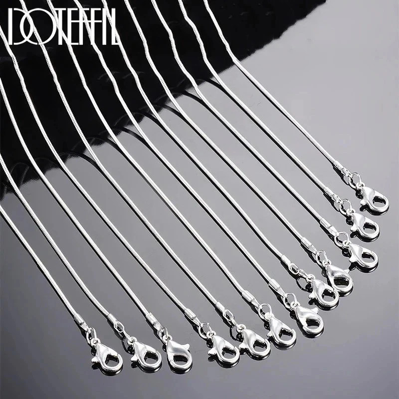 5/10PCS wholesale 925 sterling solid silver 1MM 16-30inch snake chain necklace