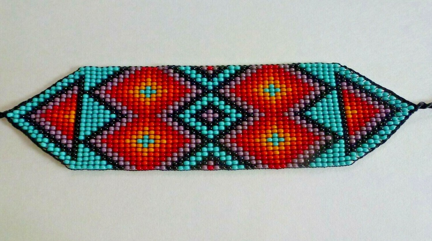 Artisan Handcrafted Turquoise Red Yellow Black Bead Bracelet 7″ Gift