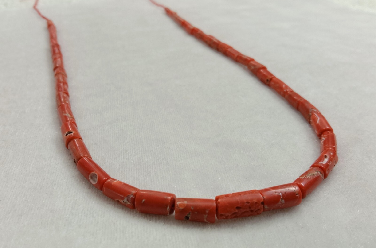 16″INCHES 100%Natural Italian coral pipe Beads.AA quality.Size 4x10mm to 5x10mm.