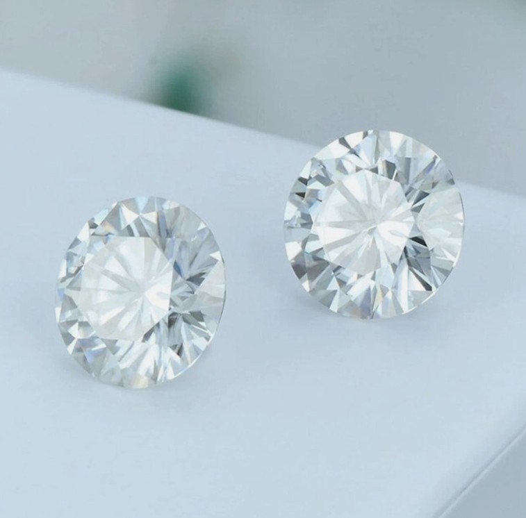 Pair Loose CVD Diamond Round Lab Grown 4 x 4 mm IF Clarity D Color Certified