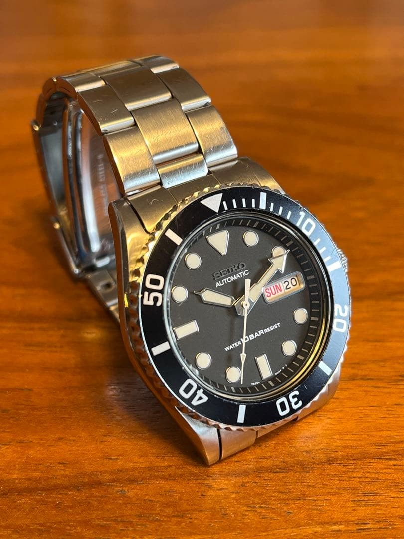 SEIKO SKX023 7S26-0040 Automatic Black Day Date Watch 100m