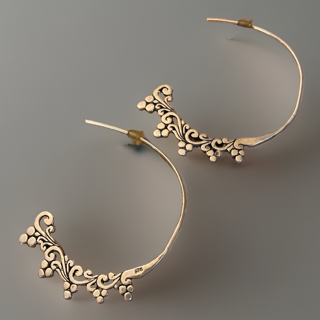 Elegant Floral Sterling Silver Threader Earrings 925