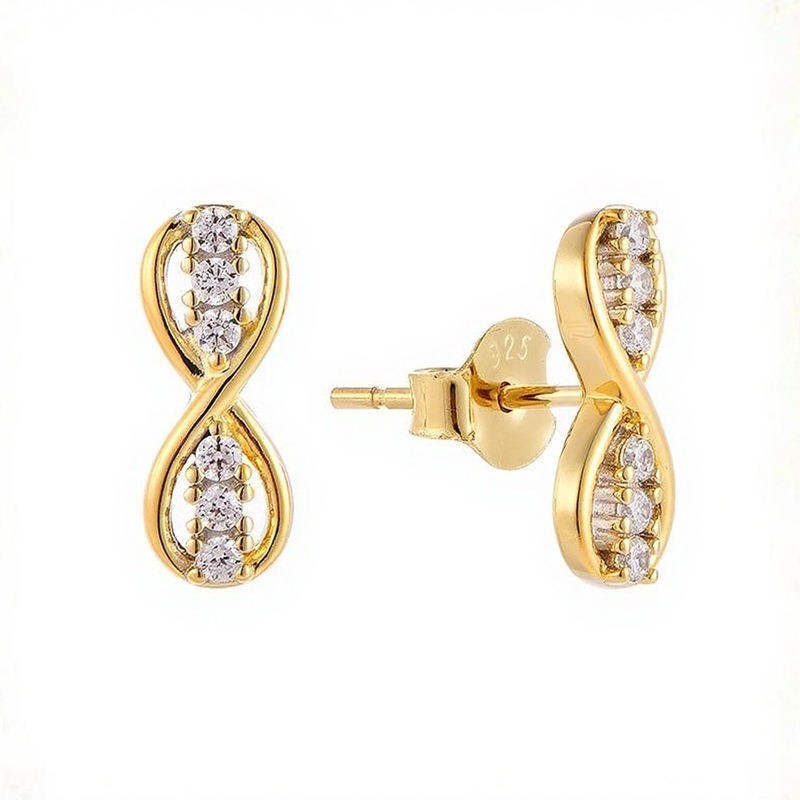 Moissanite Two Tone Infinity Stud Clear Crystal Elegant Love Knot Jewelry Women