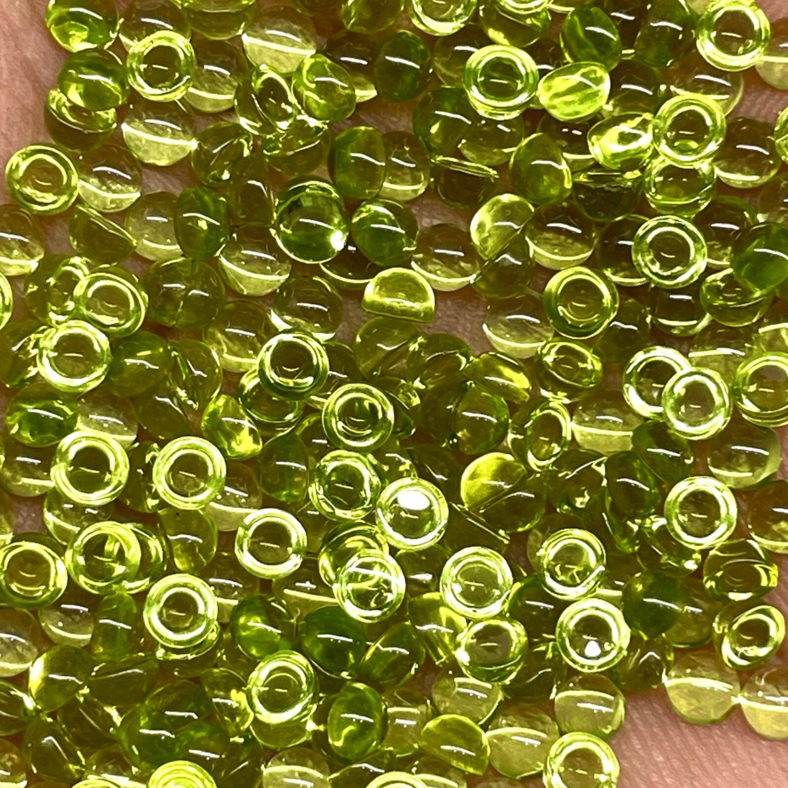 200 Pcs Natural Peridot 3mm Round Cabochon Loose Untreated Gemstones Lot
