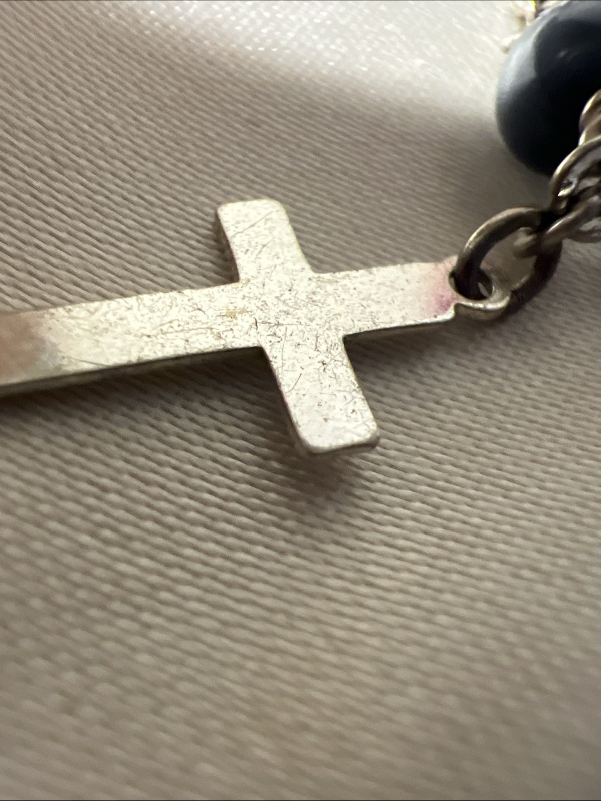 Vtg Antique Sterling Silver 925 Cross religious Nautical Charm Bracelet 7”