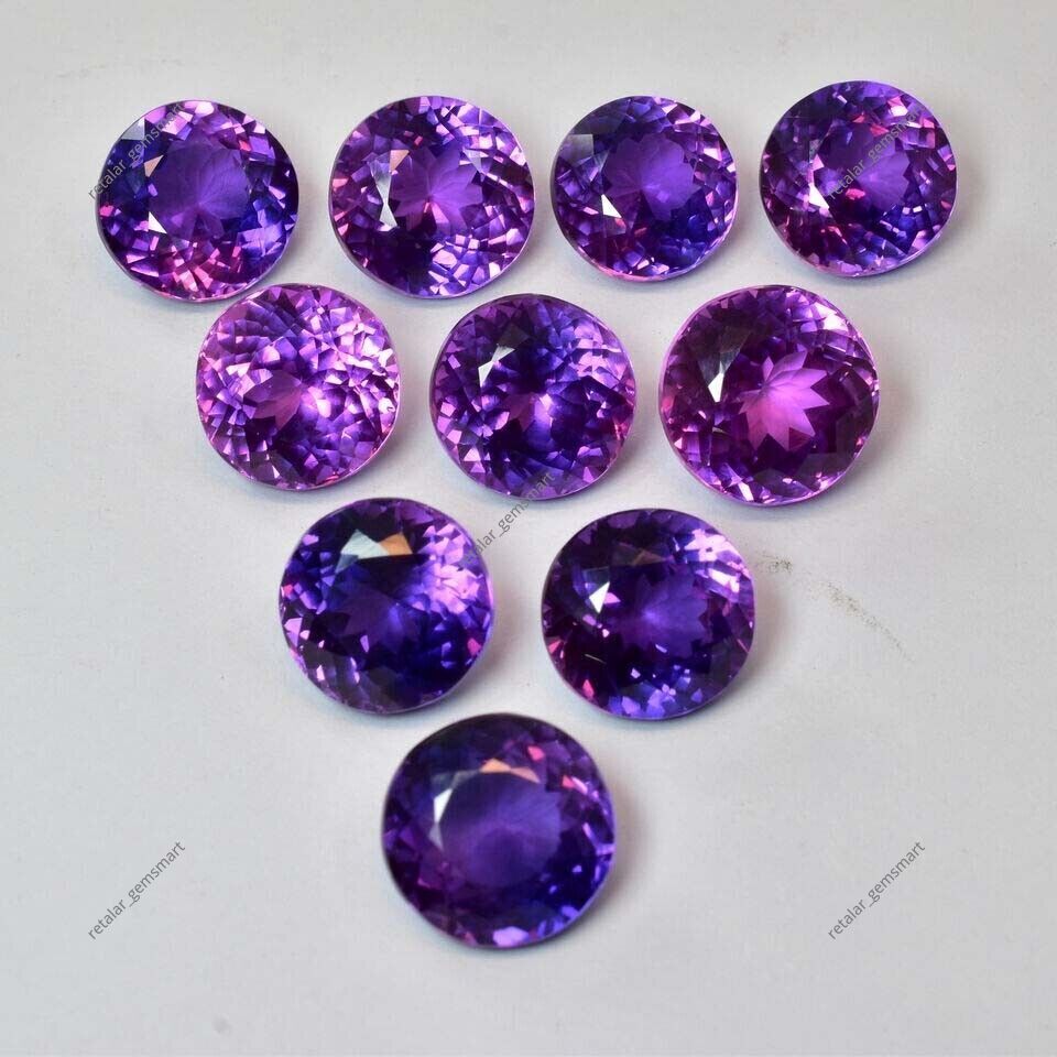 80.31 Ct Natural Purple Tanzanite Lot CERTIFIED Round Cut Loose Gemstone 10 pcs