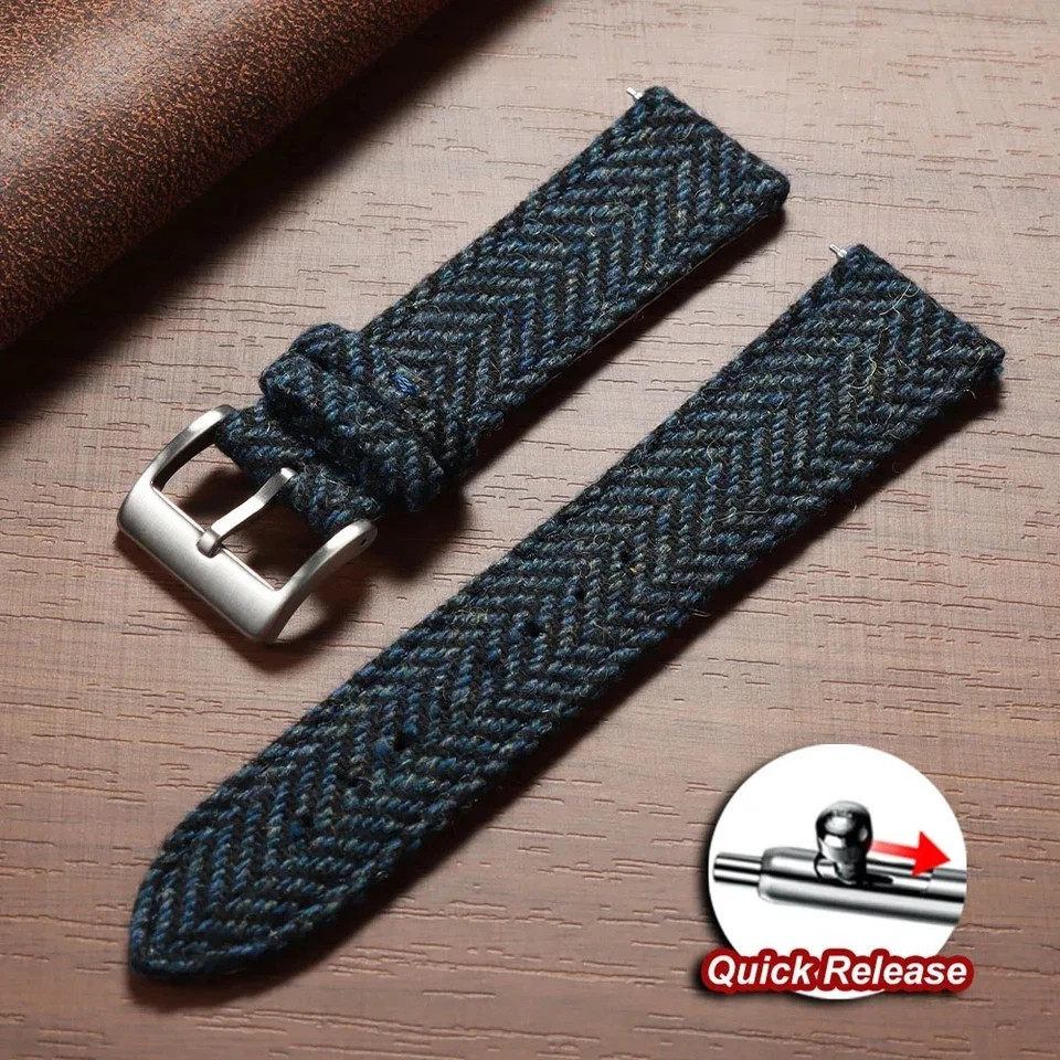 Quick Release Woven Leather Watch Band Nylon Strap 18mm 20mm 22mm