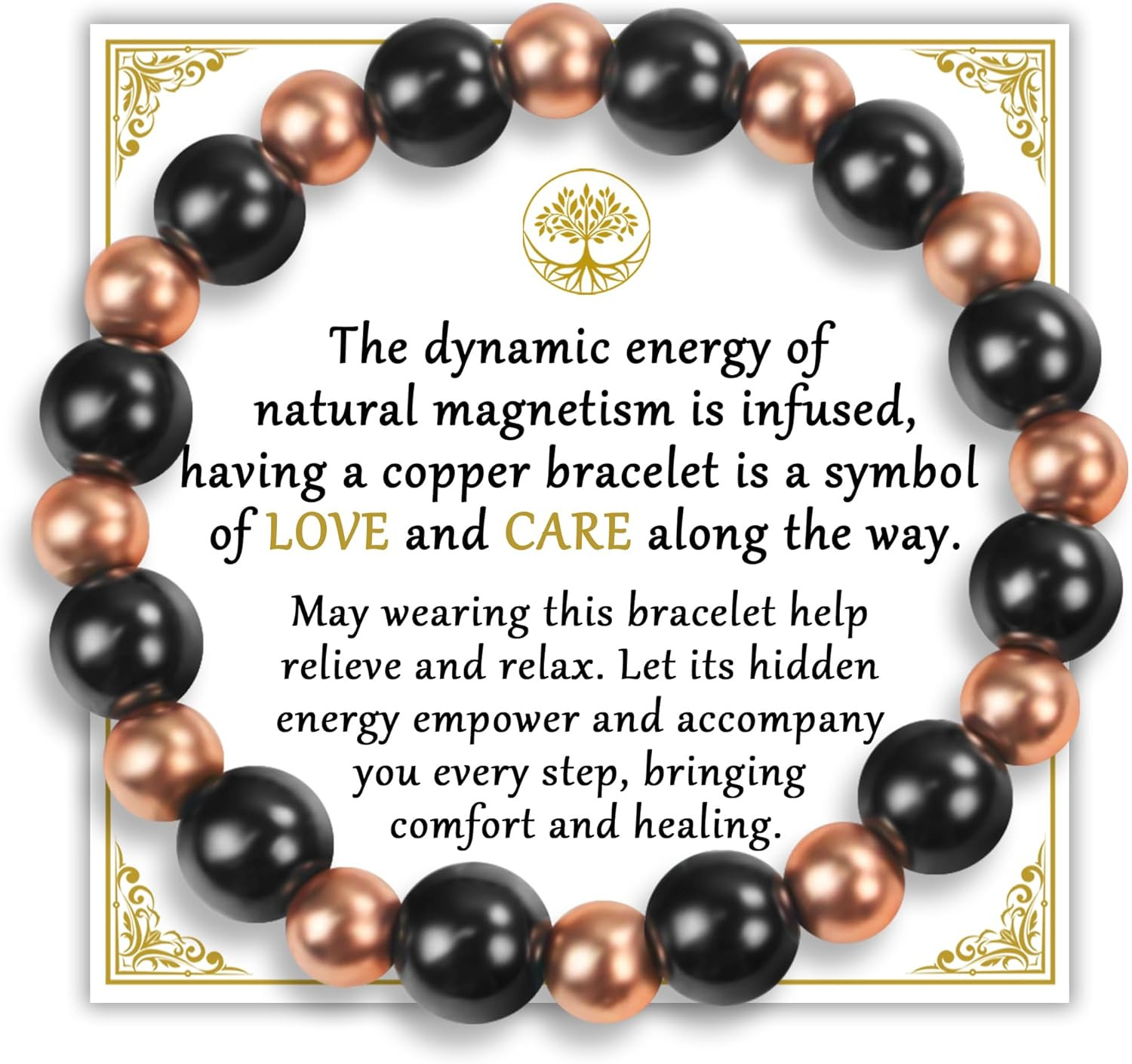 Copper Bracelet for Men Magnetic Bracelets, 99.9% Pure Copper Jewelry with 3800