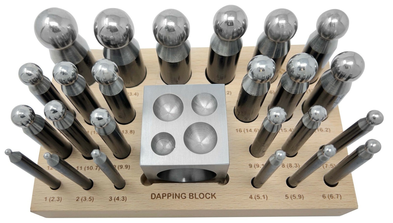 26 Piece Dapping Doming Punch Block Set 2.3 mm to 25 mm Jewelry Making Tool Kit