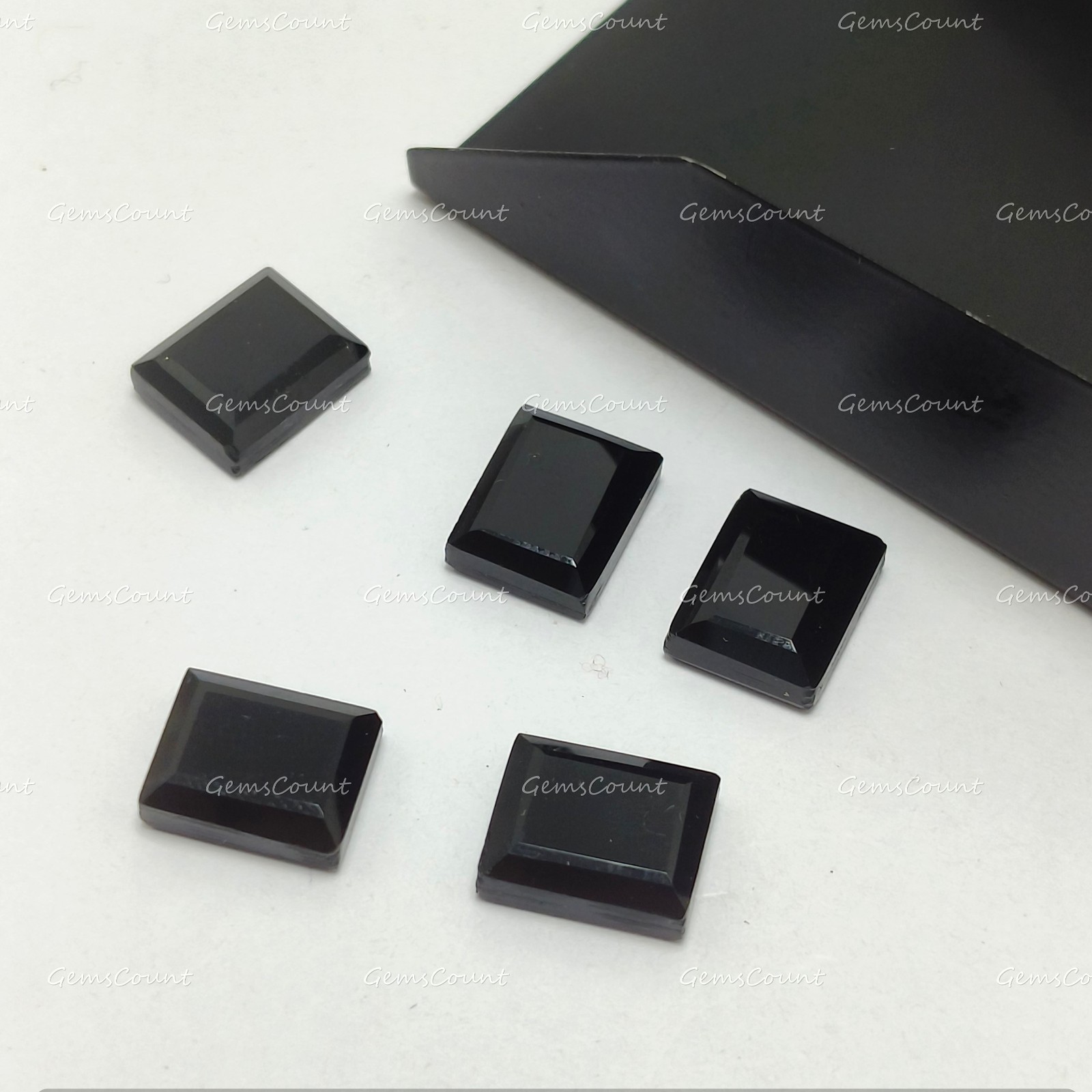 Natural Black Onyx Rectangle Flat Faceted Cut Smooth Gemstone 5x7mm-15x20mm