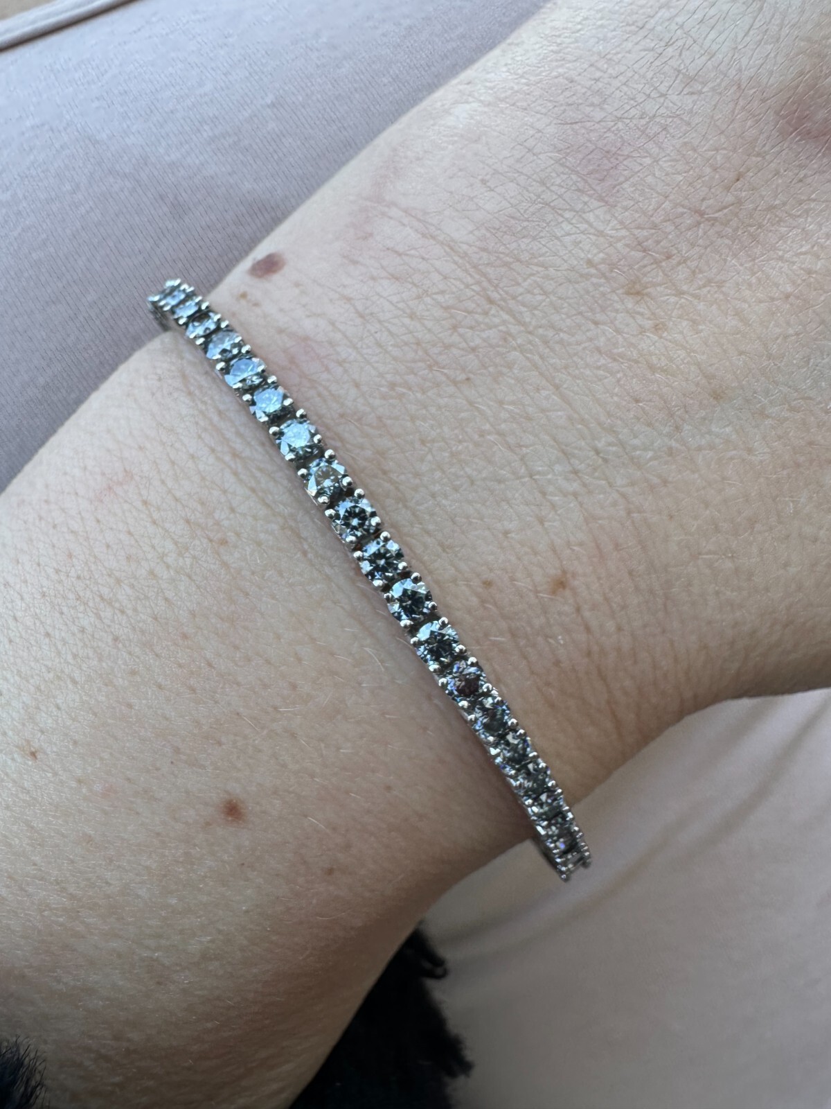 Real Iced Blue Gray MOISSANITE 3mm Tennis Bracelet 925 Silver Passes Tester