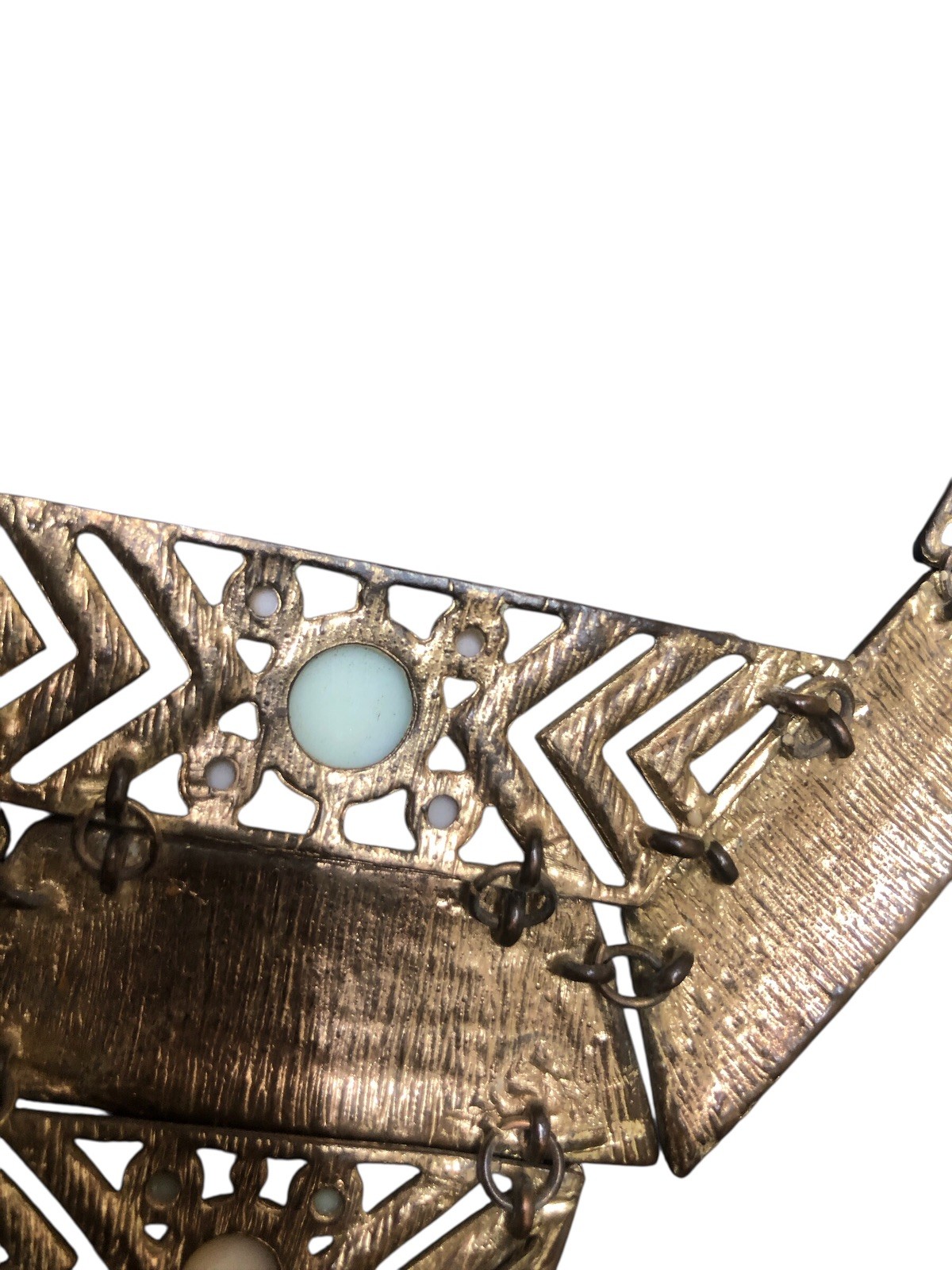 Vintage Antique Copper Statement Necklace Tribal Boho Multicolor Pendant