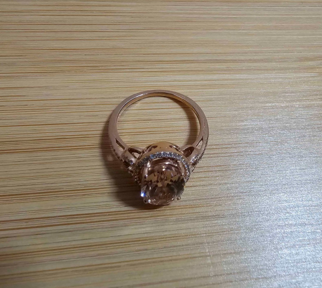 EFFY Collection Oval Morganite Rose Gold 1/4 Ct. Diamond Ring 14K 4.3 grams