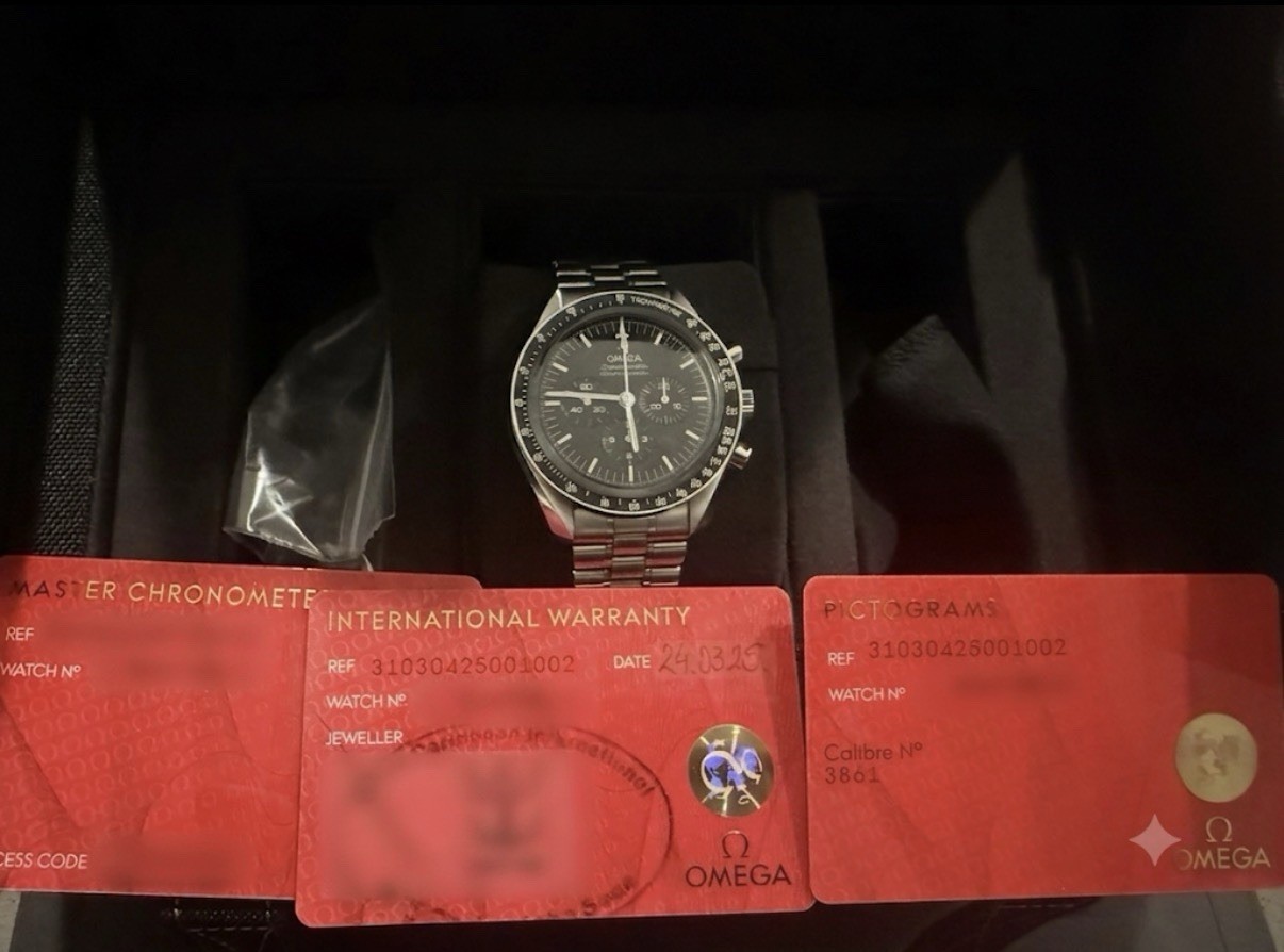Omega Speedmaster Moonwatch Sapphire Sandwich 3861 2025 Year -Full Set Warranty