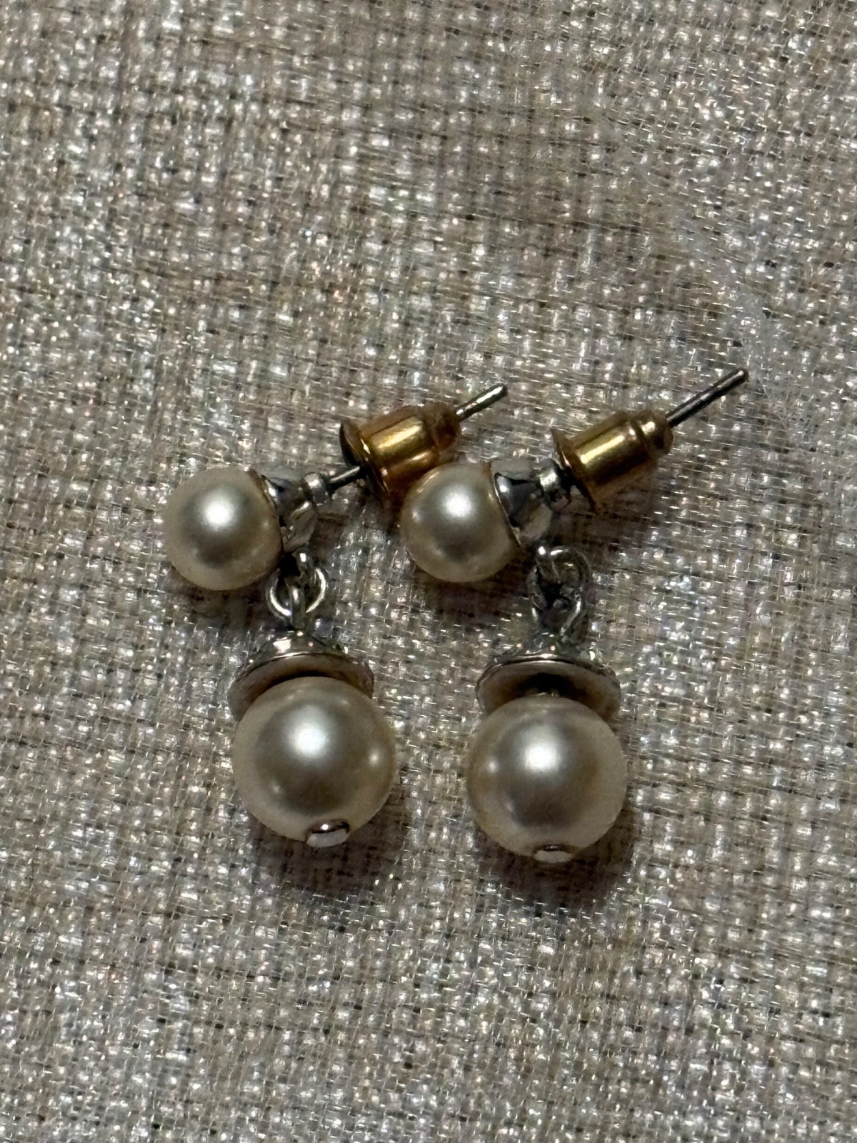 Zales Faux Pearl CZ Dangle Earrings.