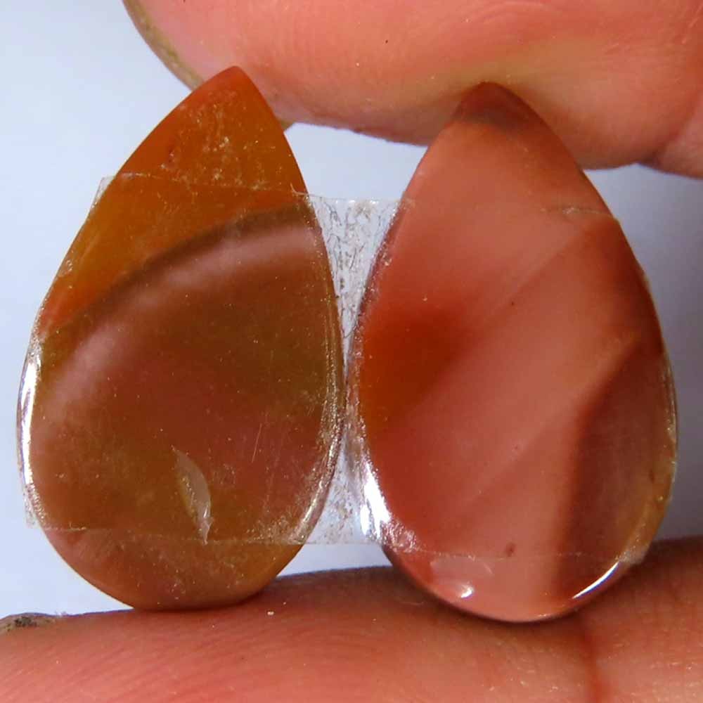 13.20Cts Natural Imperial Jasper Pear Cab Matched Pair 11x18x3mm Top Gemstones