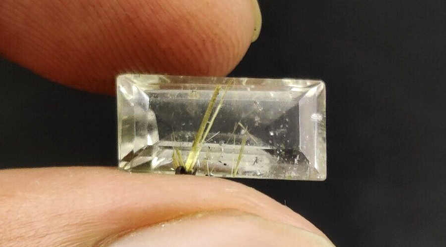 3.8 Carat Natural Rutilated Quartz Loose Gemstone 13.30×6.80mm Emerald cut W134