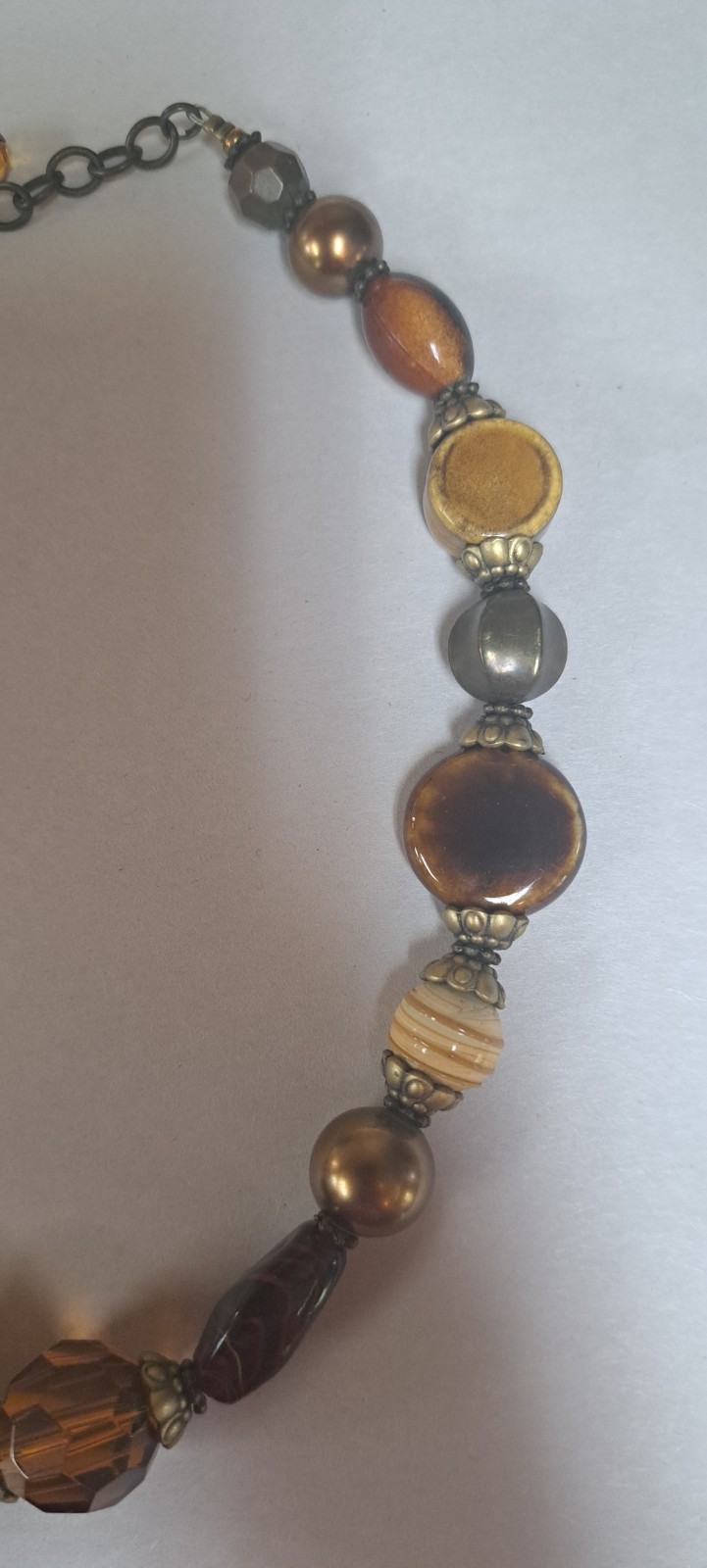 PREMIER DESIGNS Brown Green Blue Glass Ceramic Bead Gold Tone Treasure Hunt