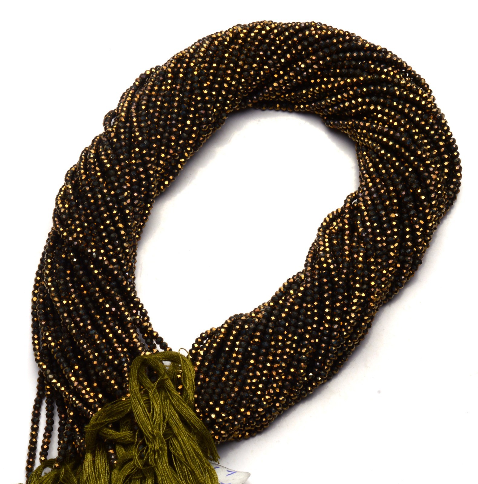 Natural Gemstone Golden Pyrite Micro Faceted 2.5MM Round Beads 13″ Strand