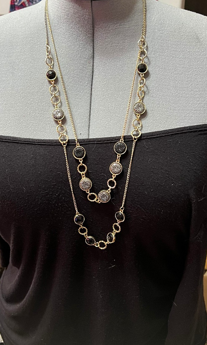 CHARMING CHARLIE Vintage Multi-Strand Layered Station Necklace w/ earrings
