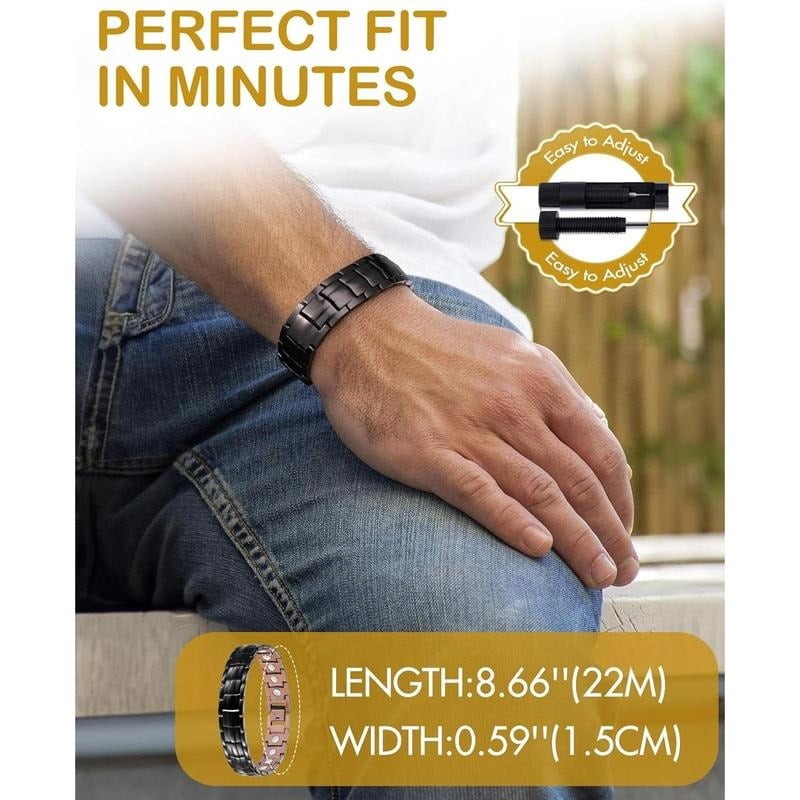 GMOX Men’s Copper Bracelet, 99.99% Copper 3X Strength Magnetic Adjustable Length