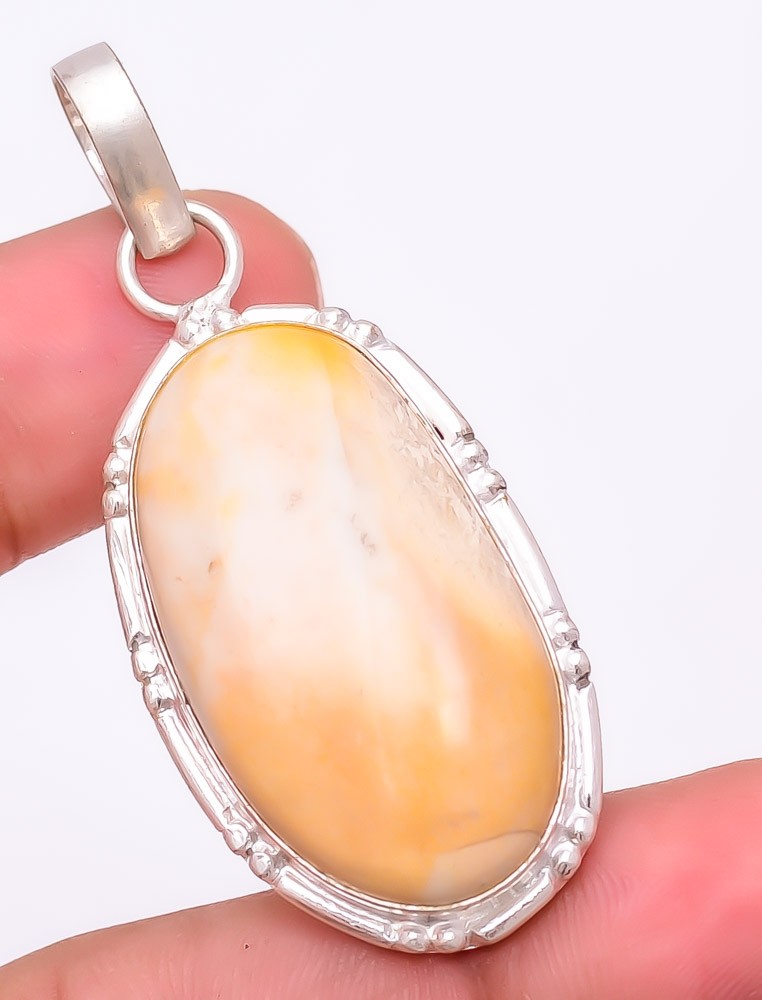 Natural Polychrome Jasper Gemstone 925 Silver Plated Pendant 2.1″ T2958