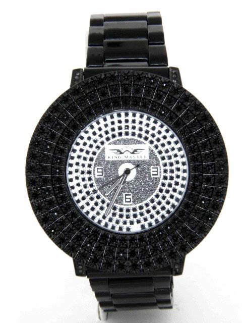 King Master 143MBIP 123 CZ Stone Black IP Stainless Steel Men’s Watch