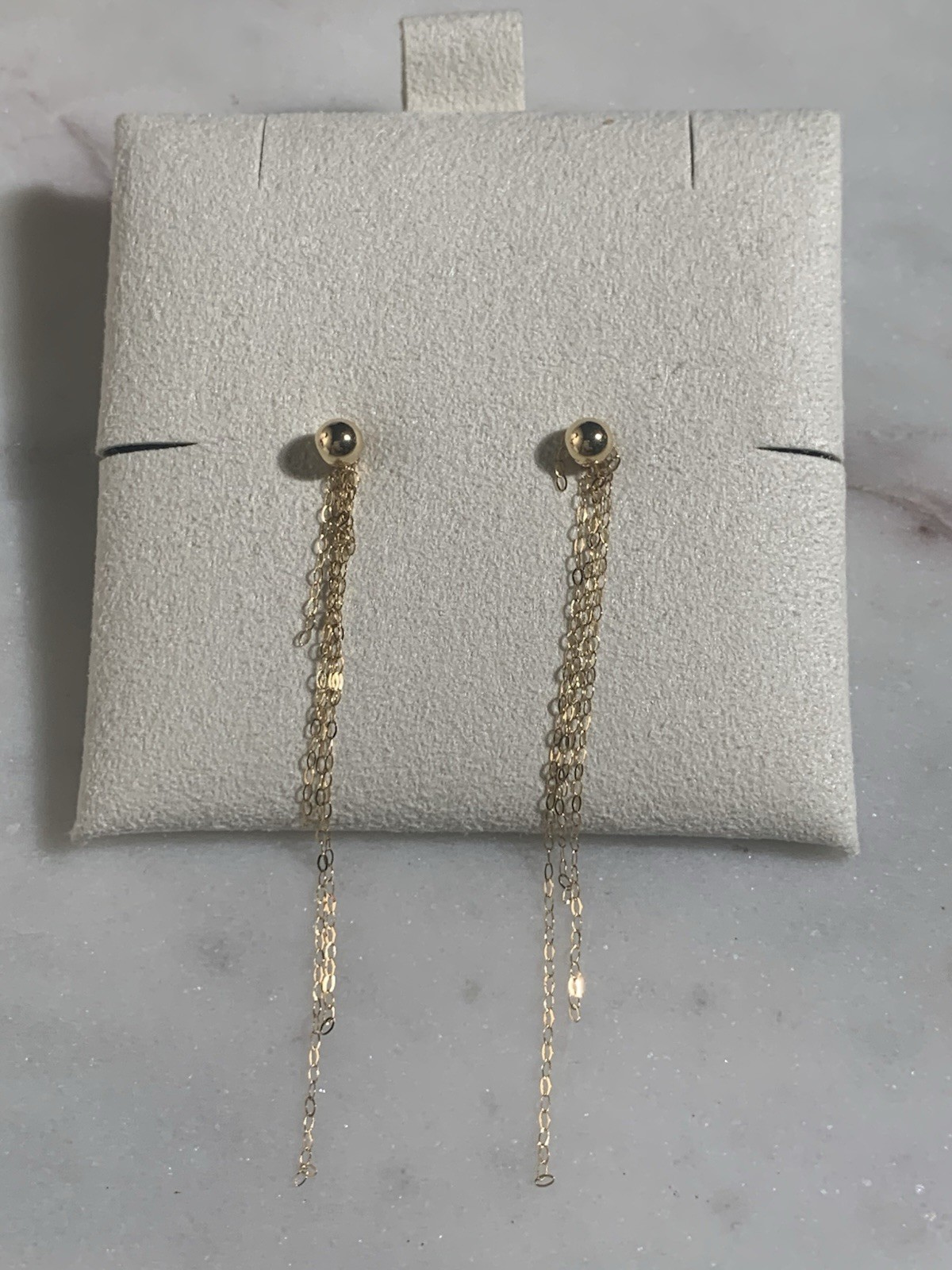 18 K Gold stamped Chain Dangle Drop Earrings Asymmetrical 5cm Fashion