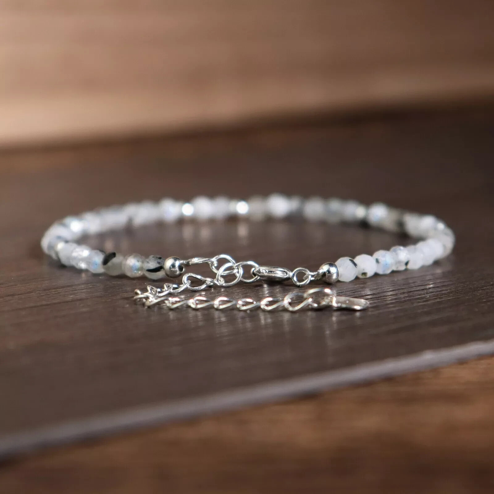 2025Natural Moonstone Stone Dainty Bracelet Rainbow Moonstone Crystal Bracelet