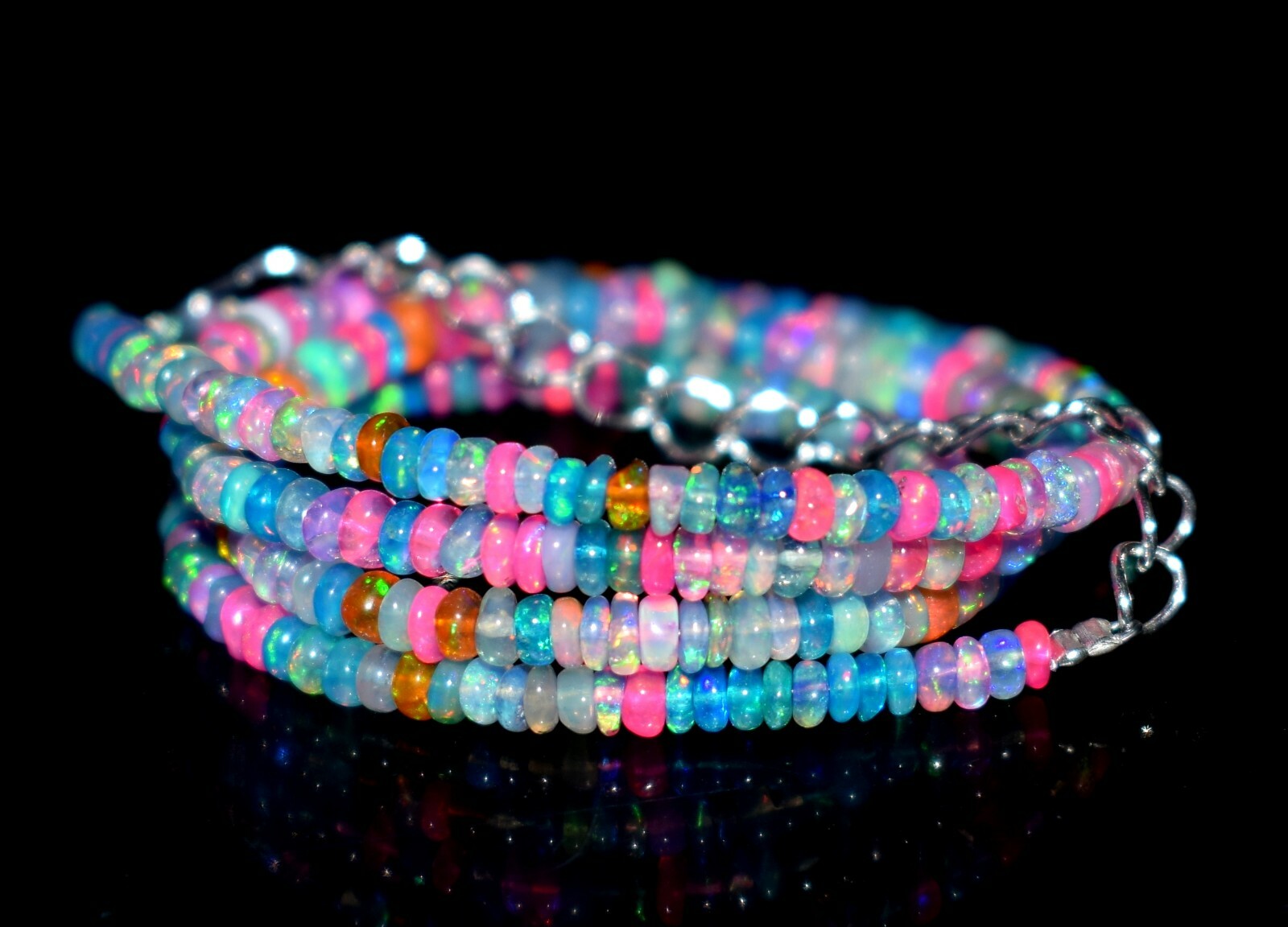 AAA+ Natural Ethiopian Opal Wello Fire Opal Gemstone Beads 16″Necklace F1870