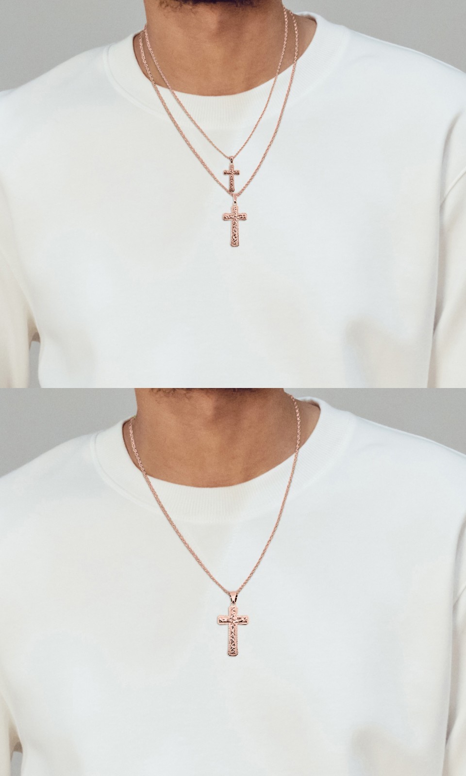 Real 10K Rose Gold Nugget Cross Textured Edge Mens Diamond Cut Pendant All Sizes