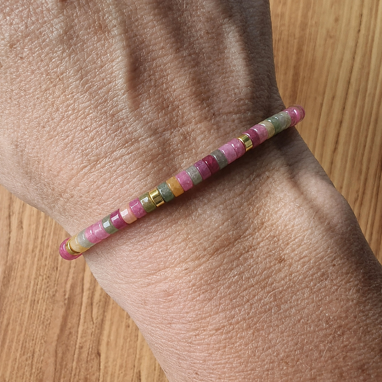 Natural Rainbow Tourmaline Healing Reiki Gemstone Bracelet Gift for Men Women