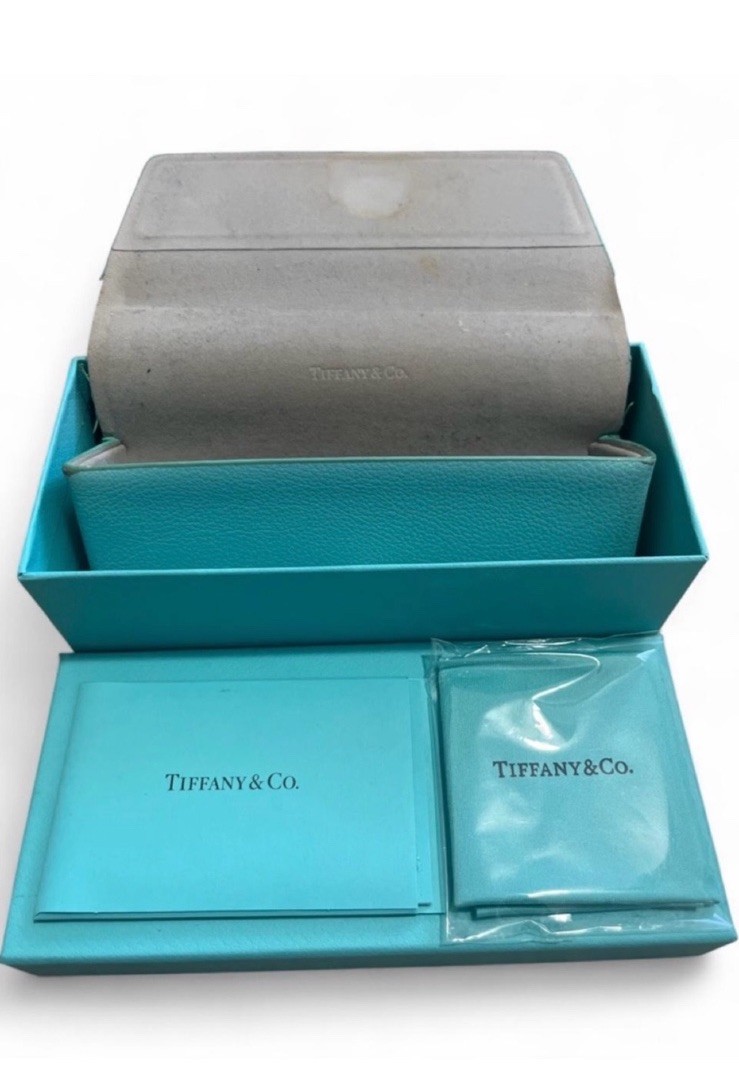 Tiffany & Co. Blue Lined Sunglasses Case and Box Set Only.