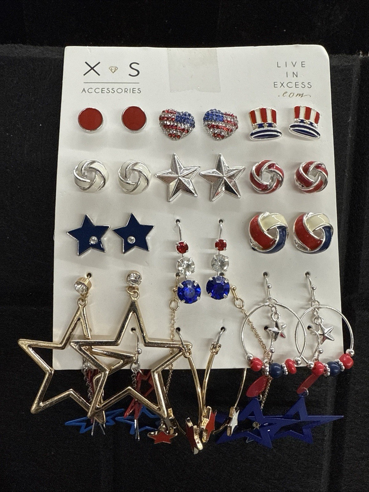15 pairs Patriotic Earrings 4th of July American Flag Earrings w crystal Women