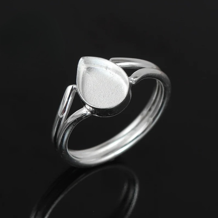 925 Sterling Silver 5x7mm Pear Bezel Ring Blank Handmade DIY Jewelry Setting