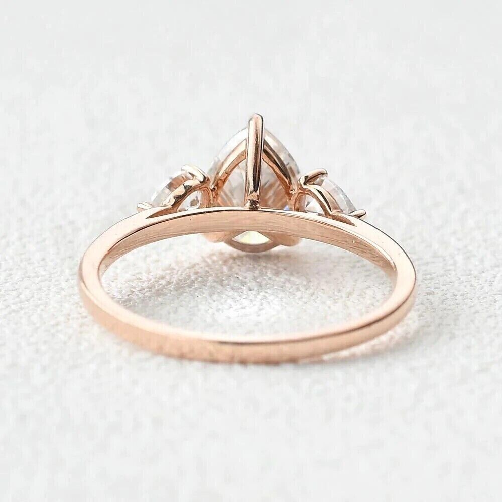 2Ct Pear Cut Lab Created Diamond Women’s Engagement Ring 14k Rose Gold Plated