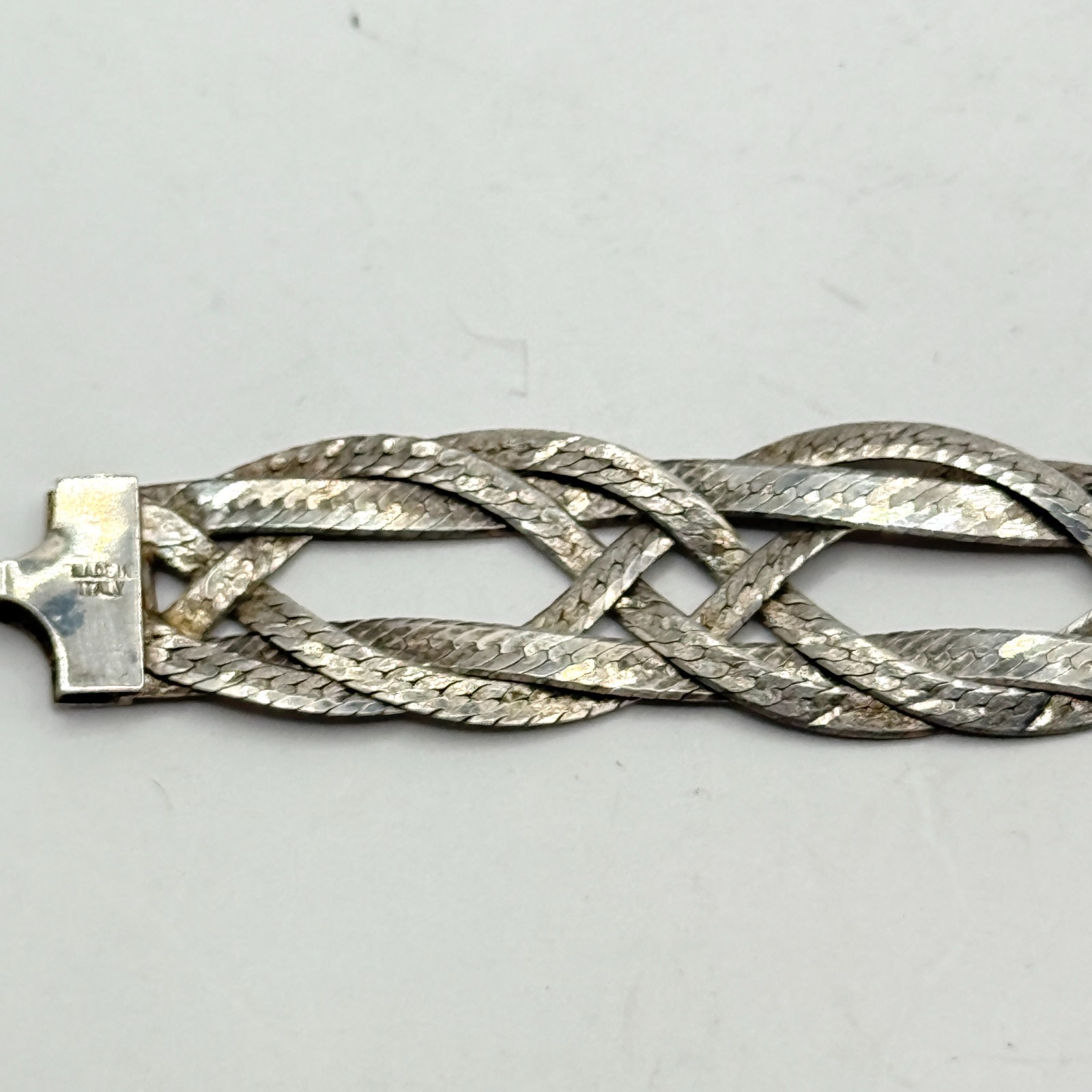 Vintage Milor Italy 925 Sterling Silver Woven Herringbone 7.5″ Bracelet 10.6g