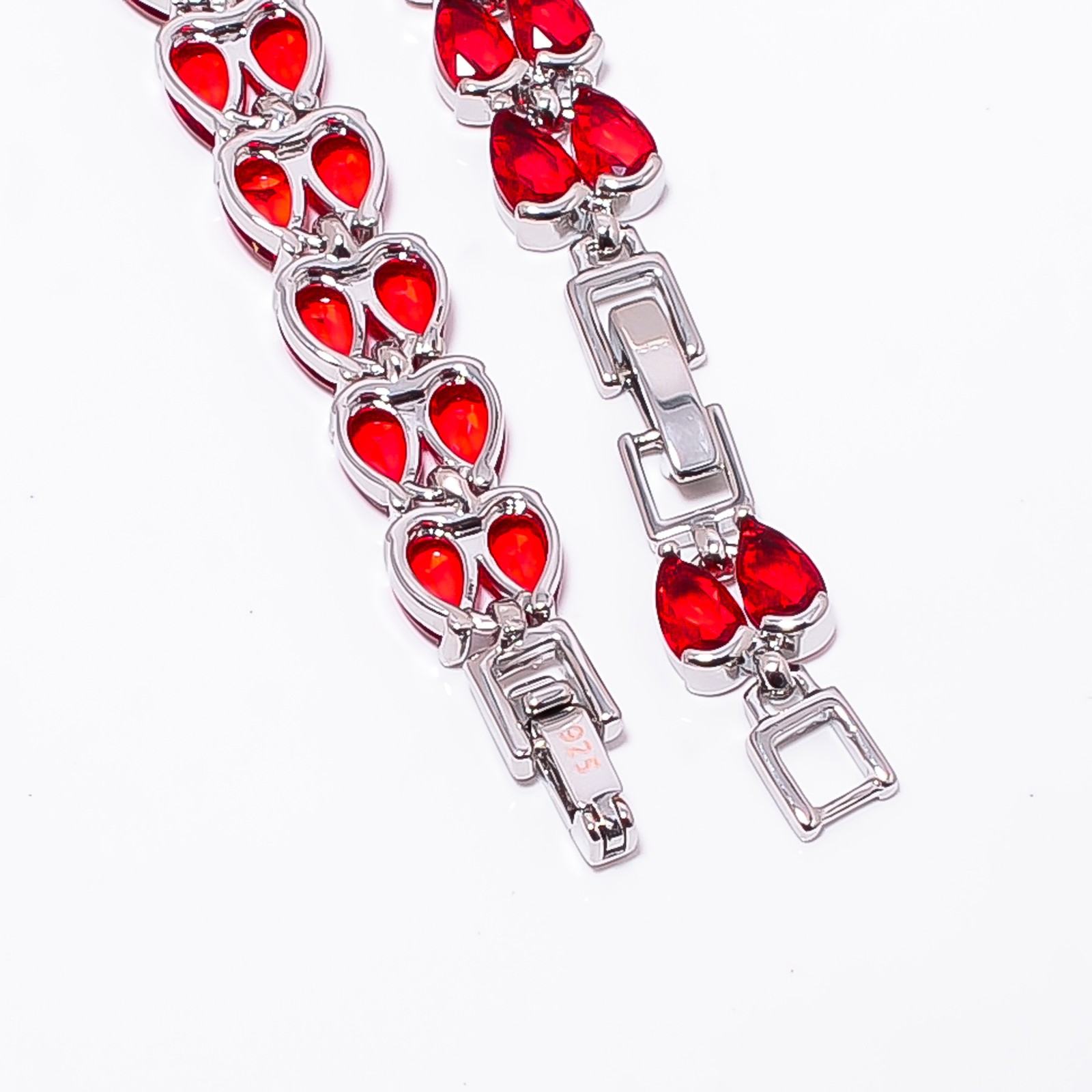 Ruby – Simulated)Spinel 925 Sterling Silver Adjustable Bracelet 7-8″ B131010