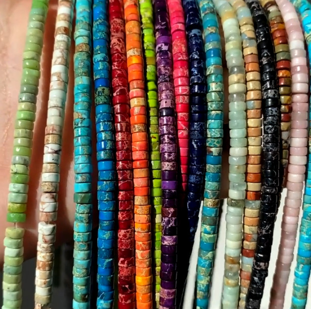 4-5mm Heishi Beads 15.5″ Strand – 5 Strands of Assorted Natural Gemstones 👋🤩