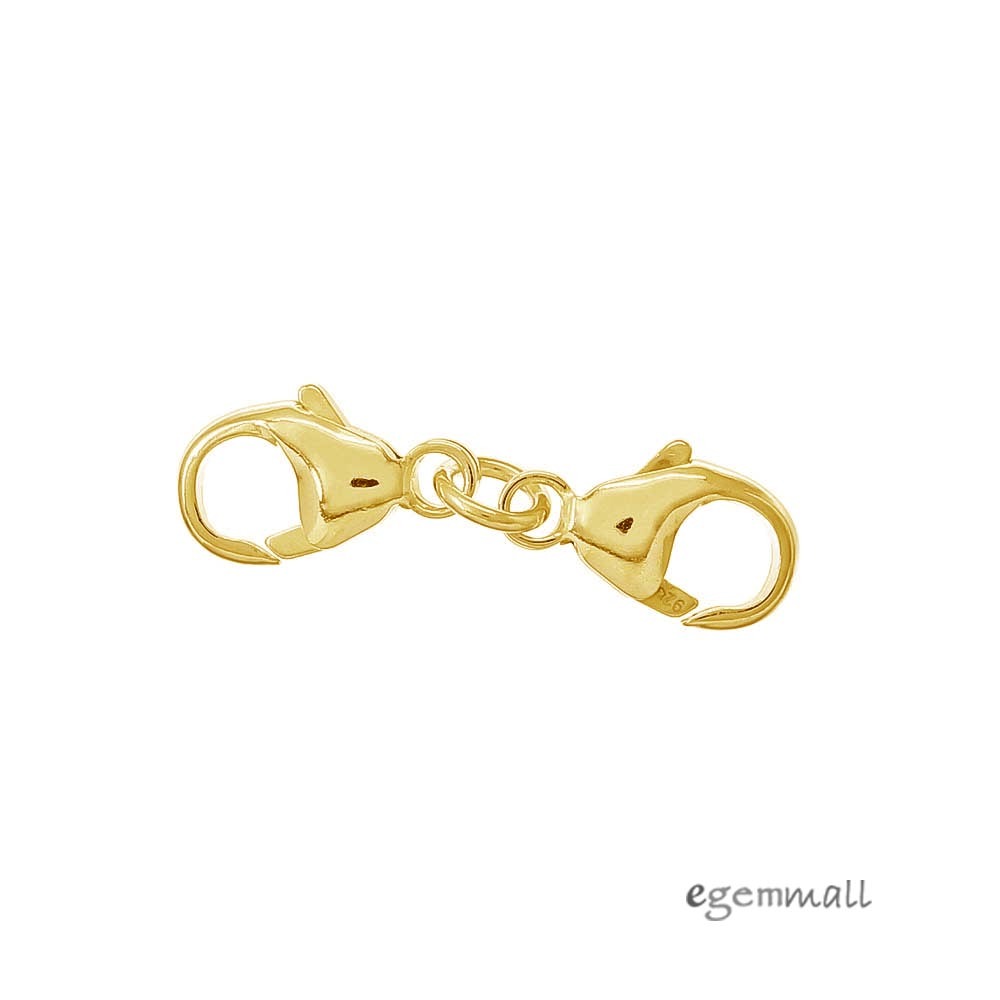 Gold Plated Sterling Silver Double Lobster Claw Clasp Extender Connector #99604