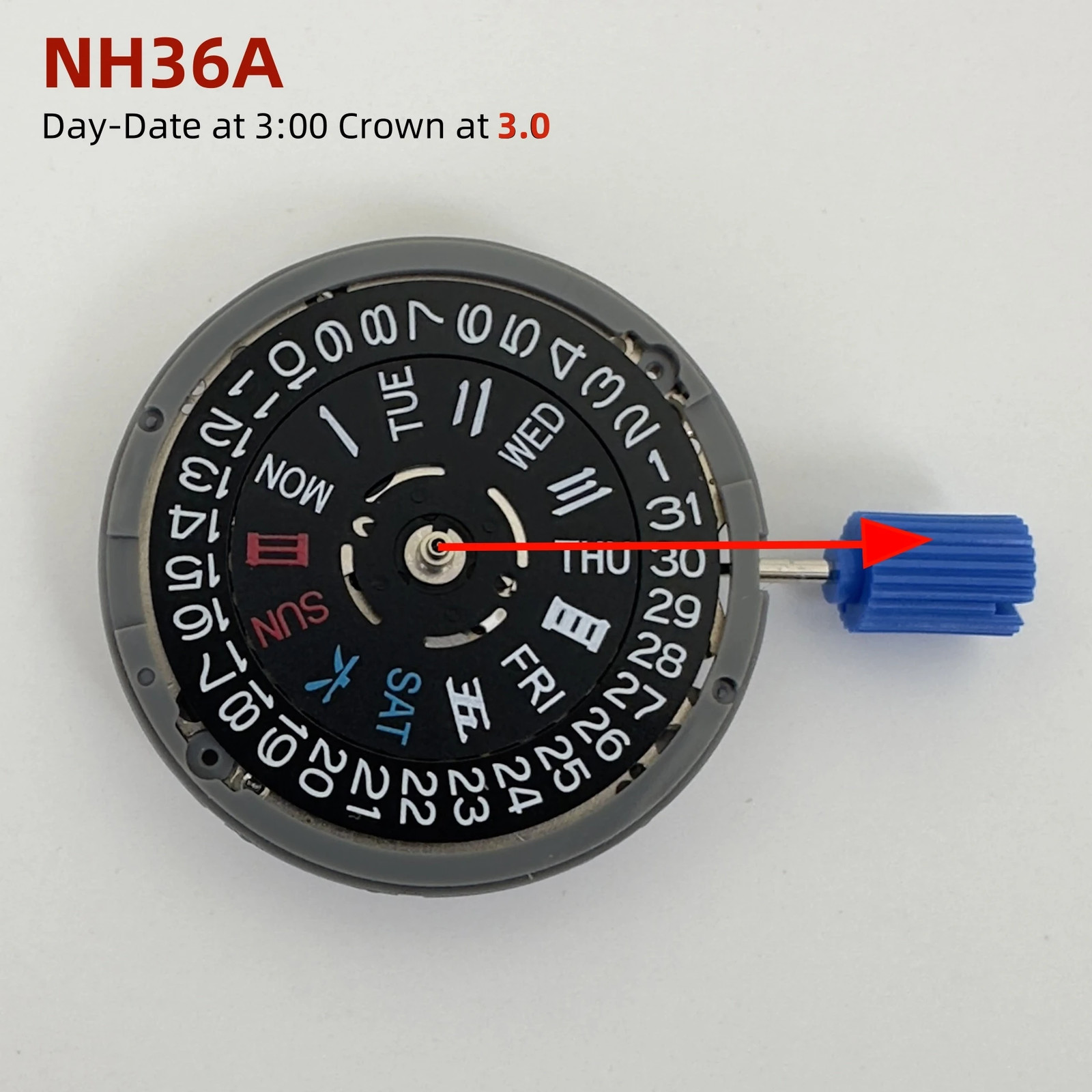 Japan Genuine NH36A Mechanical Movement Datewheel 3H Crown at 3.0/3.8 O’Clock
